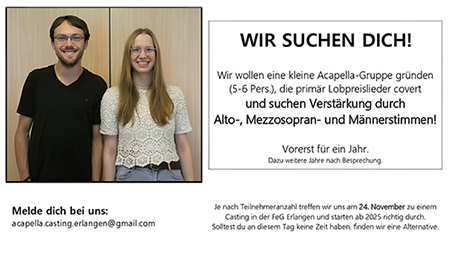 Casting - christliches Vokalensemble FeG - D-Erlangen